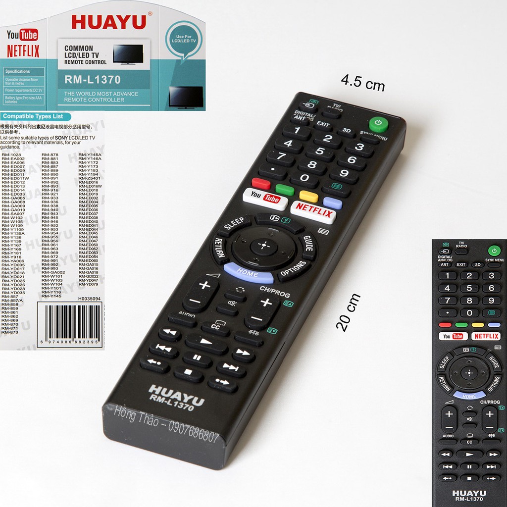 Remote Tivi Huayu for Sony RM L1370