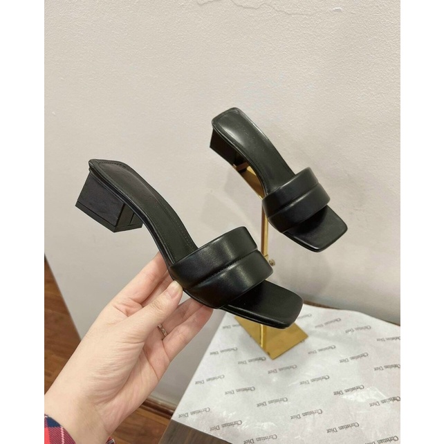 Dép cao gót nữ đế vuông 3 phân quai ngang sandal đi chơi thời trang đẹp rẻ