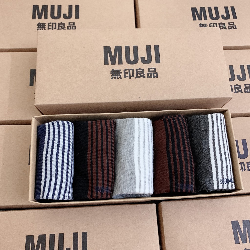 Tất nam nữ - Tất cổ ngắn vằn MUJI ngăn ngừa hôi chân [TIMICI]