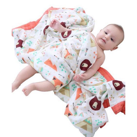 Chăn xô 6 lớp bo viền cho bé chất vải xô cotton mềm mịn