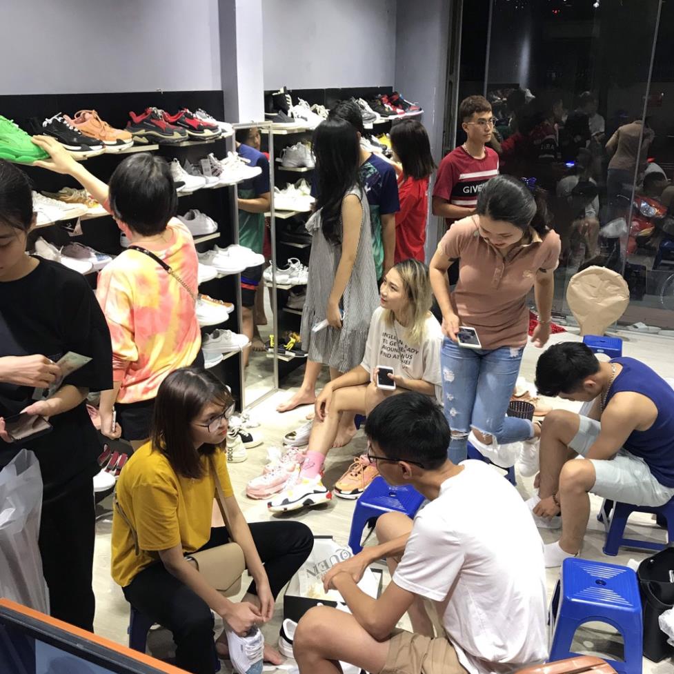 Giày độn đế MLB la trắng chữ xanh thể thao sneaker nam nữ Hot trend tăng chiều cao đế 5 phân