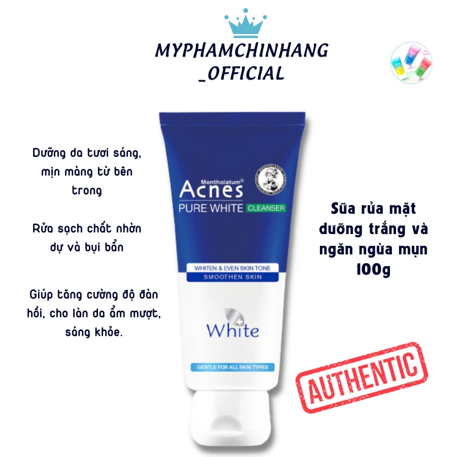 Sữa rửa mặt dưỡng trắng và ngăn ngừa mụn Acnes Pure White Cleanser 100g