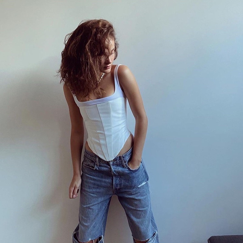 Áo dáng corset 2 dây 2 màu