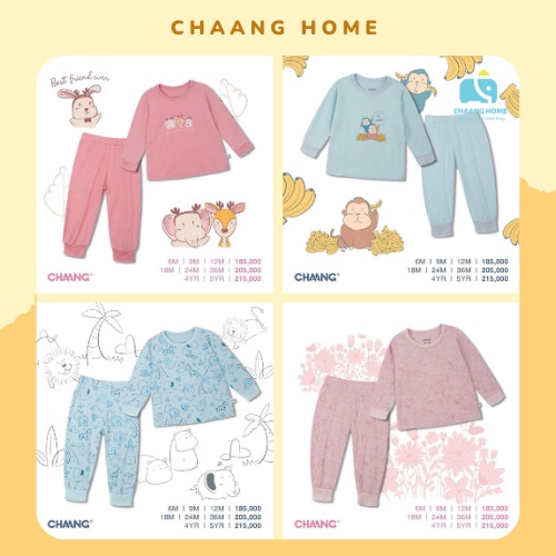 Chaang bộ cotton dài tay cài vai Jungle cho bé trai bé gái, bộ thun dài tay trẻ em