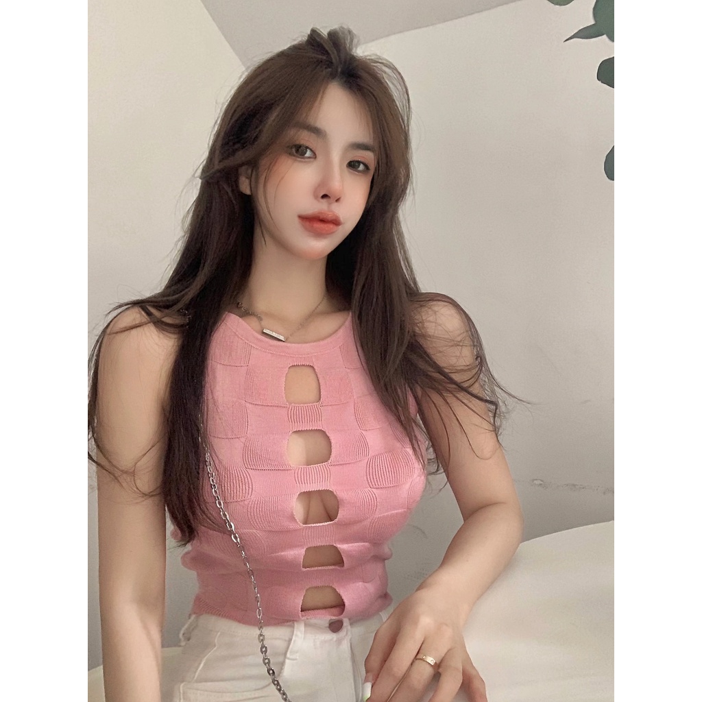 Áo Hai Dây Dệt Kim Thời Trang Quyến Rũ Cho Nữ