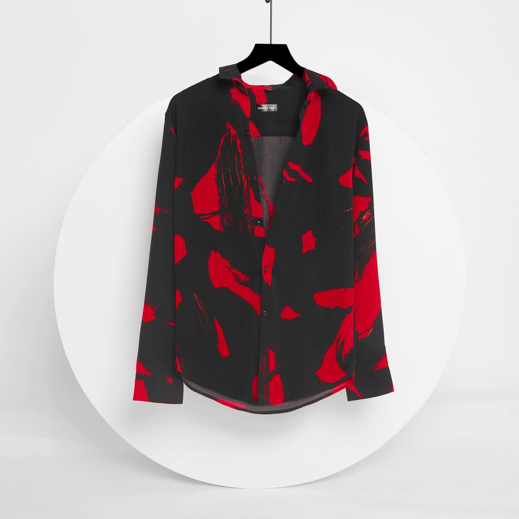 Áo sơ mi nam dài tay form rộng họa tiết vải lụa cao cấp S39