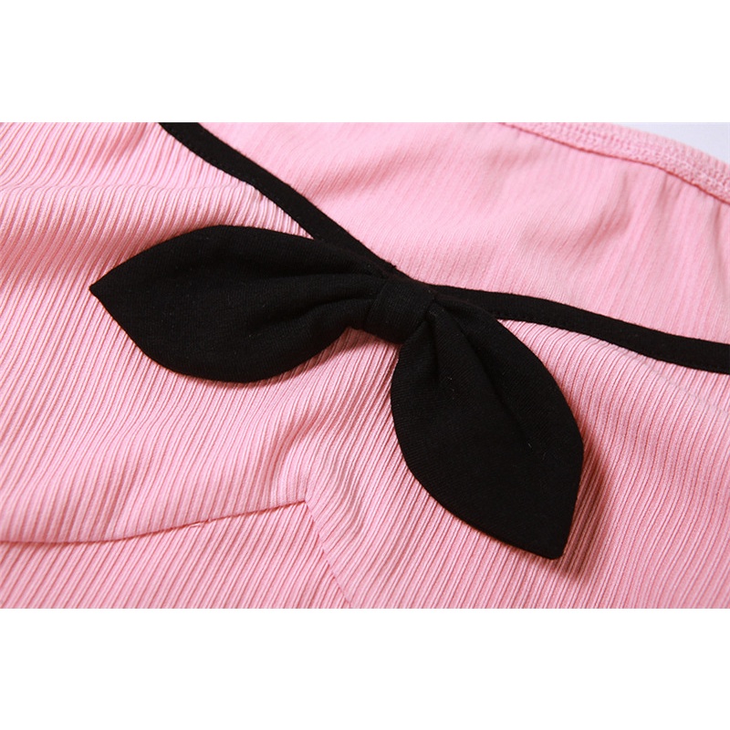 Áo Thun Ngắn Tay Cổ Chữ U Thắt Nơ Xinh Xắn Thời Trang Cho Nữ