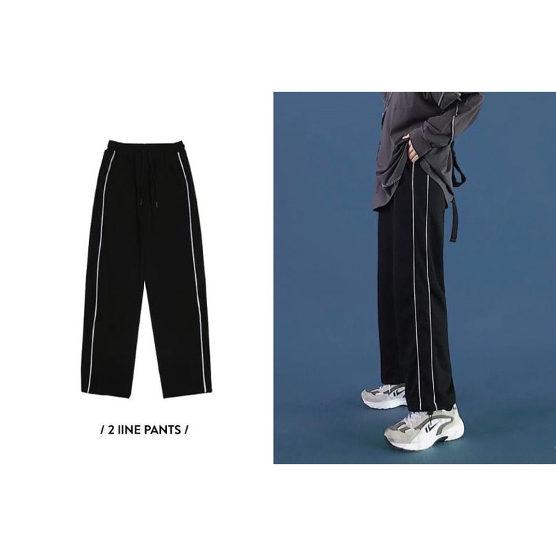 Quần Ống Suông Rộng Nam Nữ Track Pant Kẻ Sọc - Quần ullzang - Trouser line