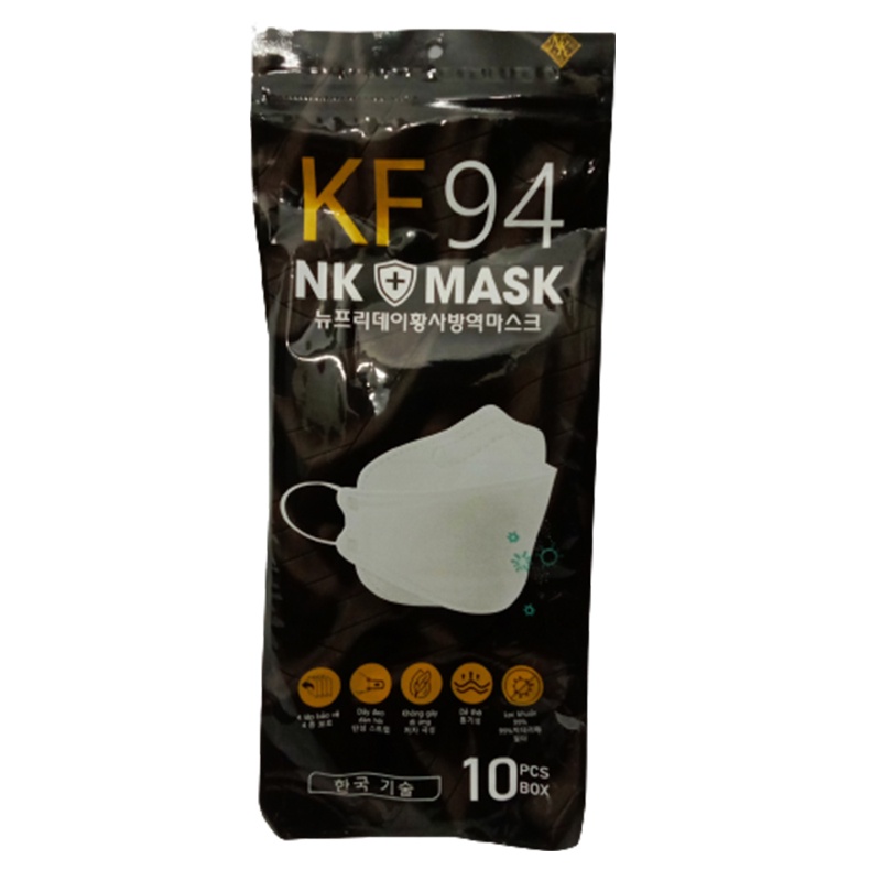 Khẩu trang Mask KF94 NK thời trang  phong cách Hàn Quốc - Health Kingdom, 10 chiếc/bịch