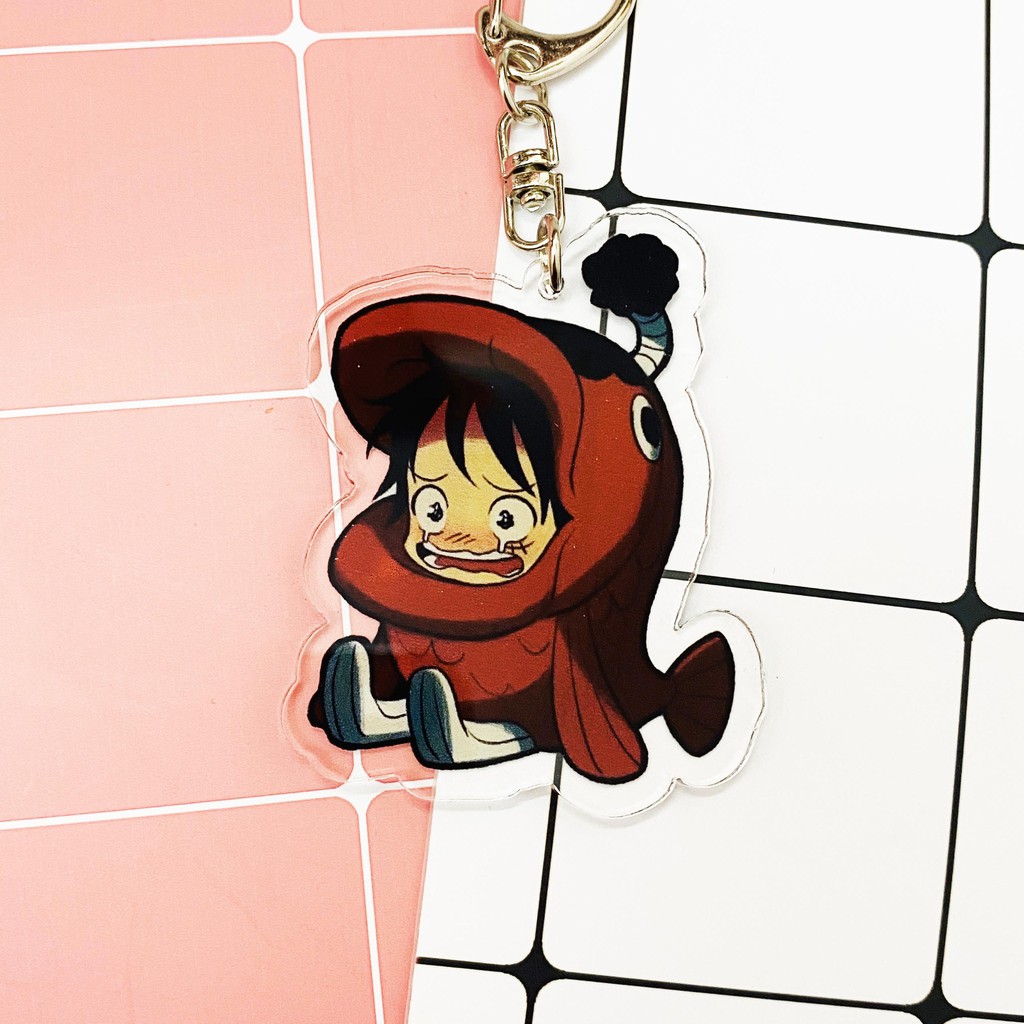 ( Mica trong acrylic ) Móc khóa One Piece Đảo Hải Tặc Luffy mũ rơm quà tặng xinh xắn dễ thương in hình anime chibi