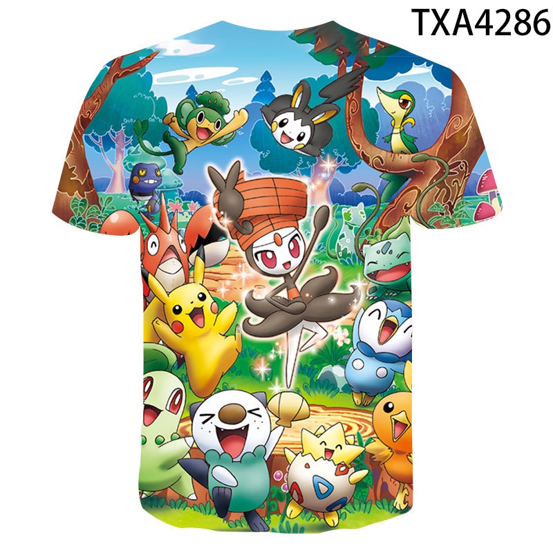 Áo Thun Ngắn Tay In Hình Pokemon 3d Dễ Thương Dành Cho Các Bé