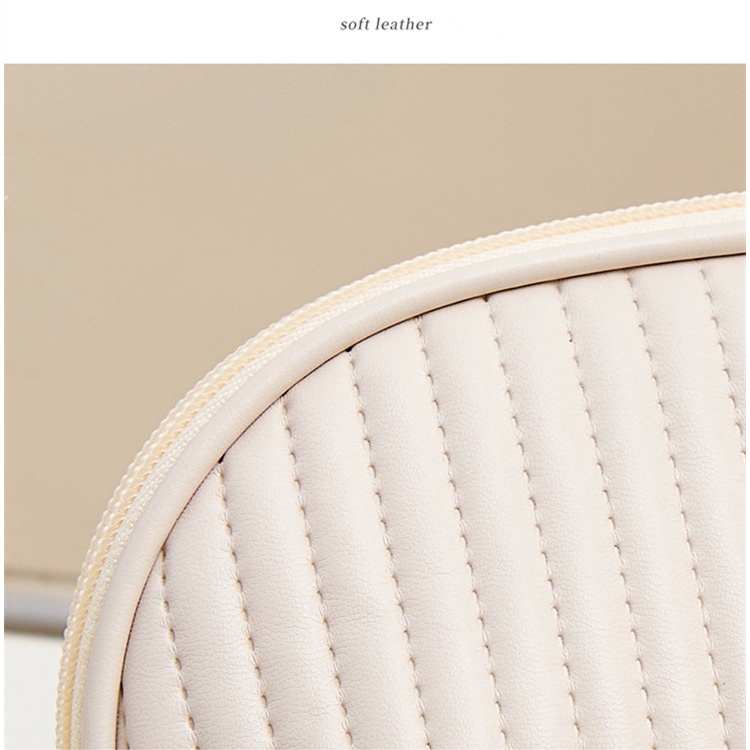 Túi Đựng Mỹ Phẩm Bằng Da Pu Hình Bán Nguyệt Đơn Giản Tiện Dụng Cho Nữ