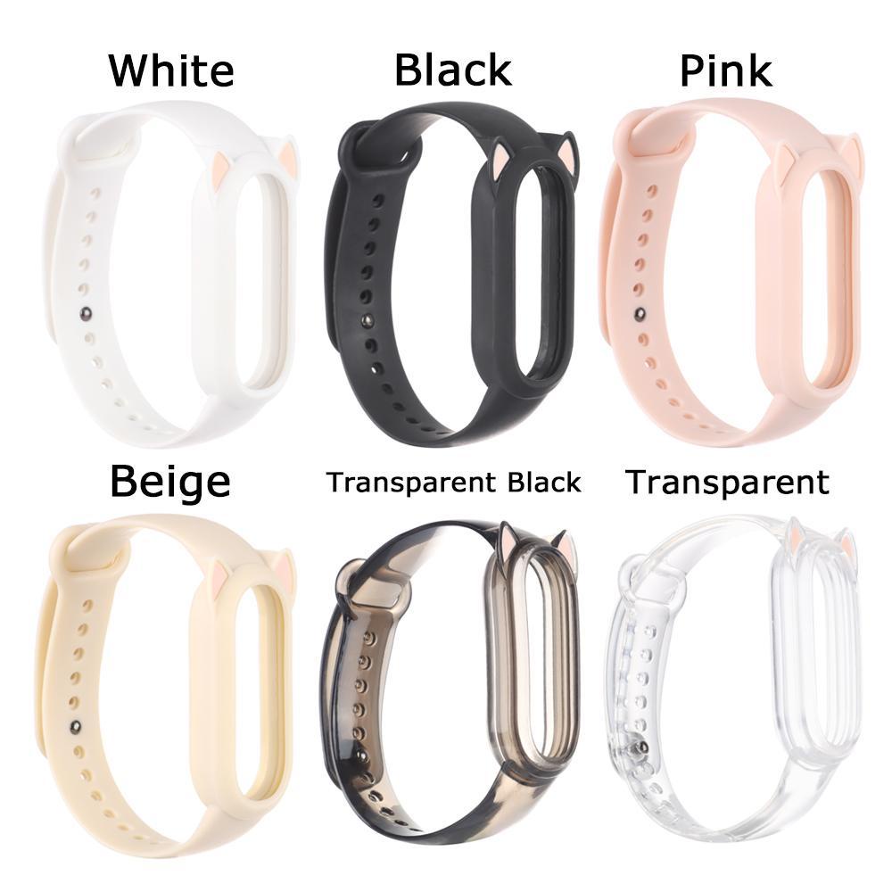Dây Đeo Đồng Hồ Bằng Silicone Thoáng Khí Hình Tai Mèo Cho Xiaomi Mi Band 6 5 4 3