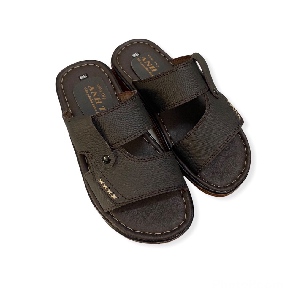 Dép nam quai ngang khâu viền chắc chắn hàng tận xưởng màu nâu đen/đen/nâu đỏ ms 048