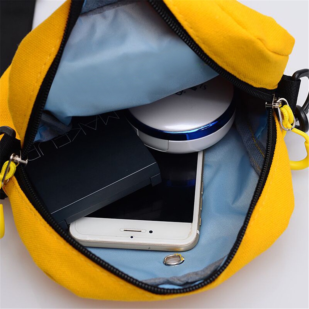 Túi đeo chéo vải canvas có khóa kéo màu trơn họa tiết chữ cái trẻ trung thời trang dành cho nữ