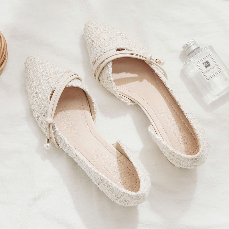 Giày búp bê mũi nhọn đế thô thời trang mùa xuân mới 2023 dễ thương cho nữ