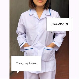 Áo y tá, điều dưỡng dài tay có viền