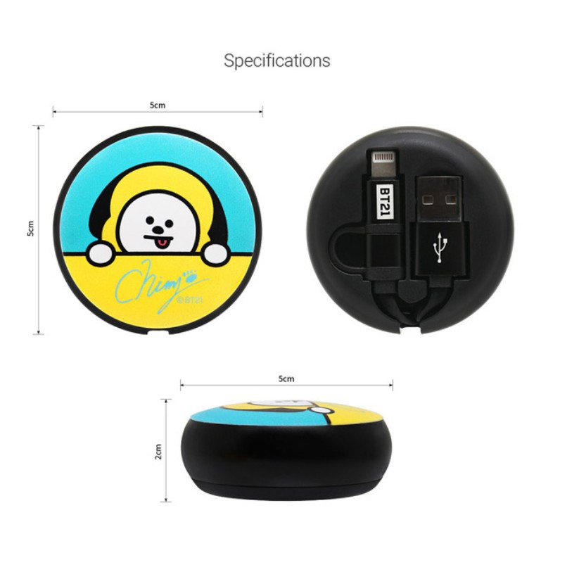 Cáp Sạc Nhanh 5-pin 8-pin bts bt21 type c 2 Trong 1