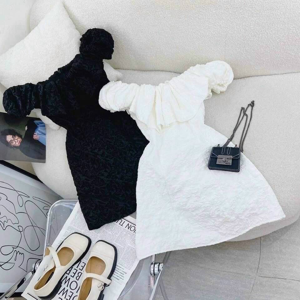 đầm gấm baby bèo bệt vai