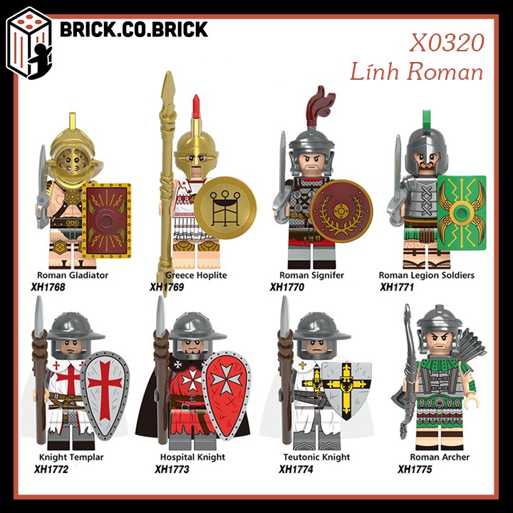 Lính Trung Cổ Đền La Mã Cung Hiệp Sĩ Bàn Tròn Đấu Sĩ Đồ Chơi Lắp Ráp Minifig X0320