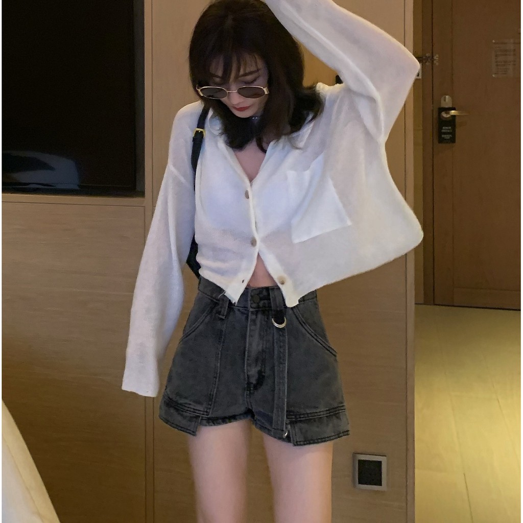 Quần Short Denim Nữ Lưng Cao Phong Cách Hàn Quốc | BigBuy360 - bigbuy360.vn
