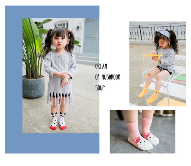 Set 5 đôi tất cho bé tai gấu ngộ nghĩnh phối màu (T04)