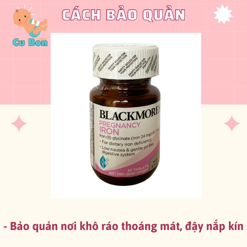 Vitamin Sắt Cho Bà Bầu Blackmores Pregnancy Iron 30 viên của Úc giúp Ngừa Thiếu Máu Không Gây Táo Bón khi mang thai