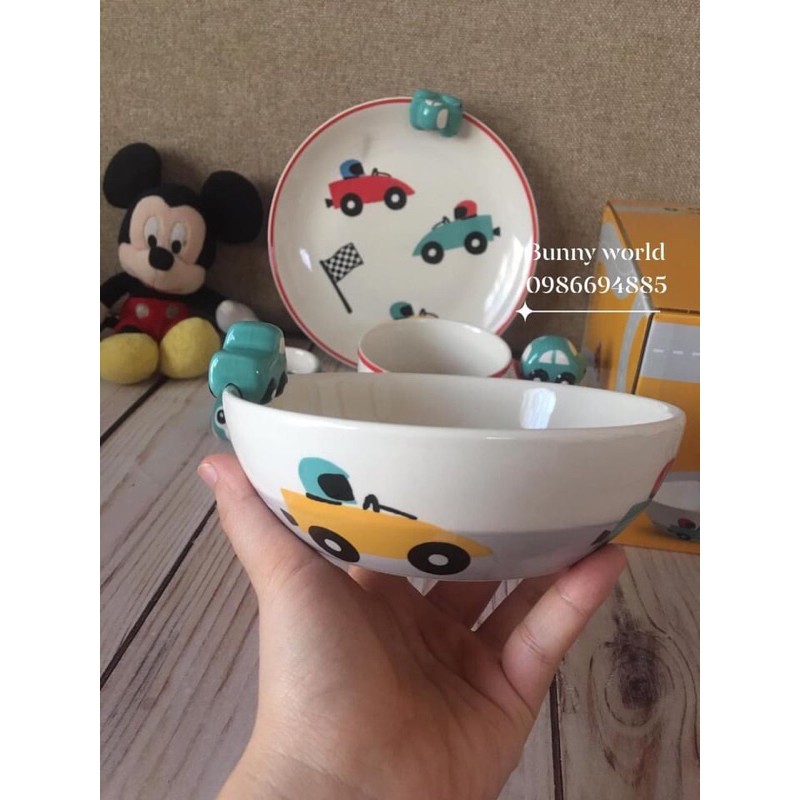 Set bát ăn hình ô tô ngộ nghĩnh cho bé yêu - hàng nhập khẩu cao cấp