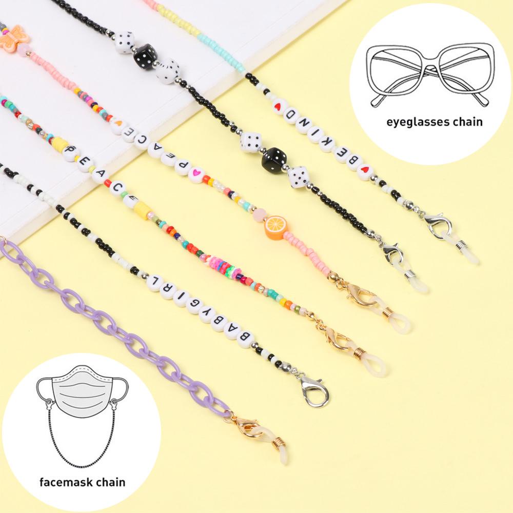 Dây Giữ Mắt Kính Acrylic Chống Thất Lạc Kèm Chuỗi Hạt Đeo Tiện Dụng