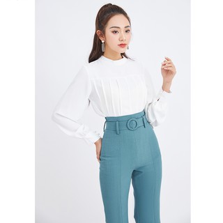 Áo sơ mi nữ 92WEAR 2 màu, đủ size, dài tay bầu ly thân ASA0152