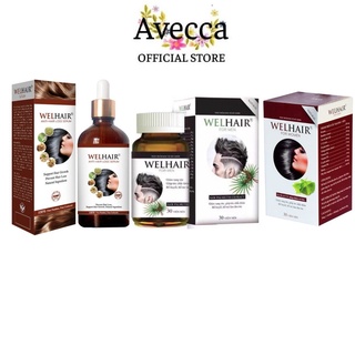 Bộ Đôi Viên Uống - Serum Chăm Sóc Tóc Giảm Rụng Tóc,Giúp Mọc Tóc, Làm Dày Tóc Cho Nam và Nữ Welhair
