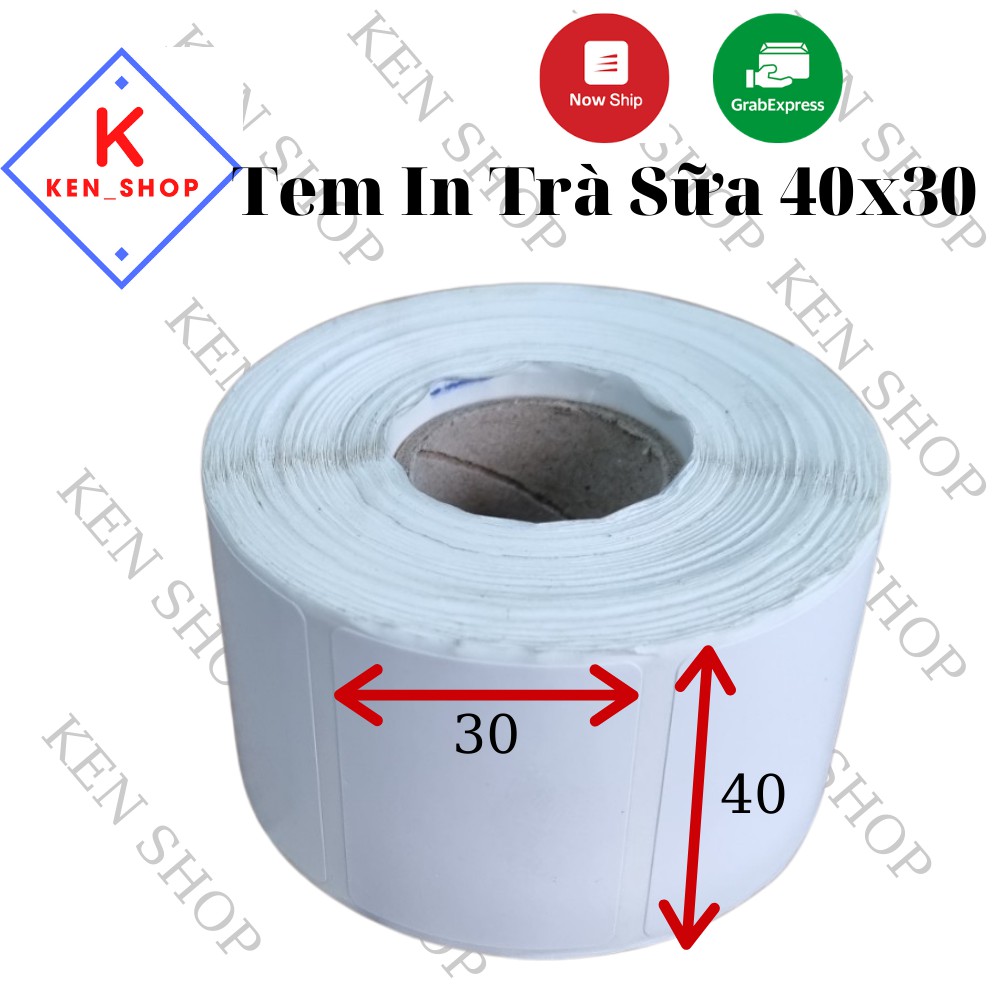 Giấy in tem trà sữa 50x30 (950 tem), 40x30 ( 800 tem) decal nhiệt, giấy in tem dán trà sưa, trà chanh.