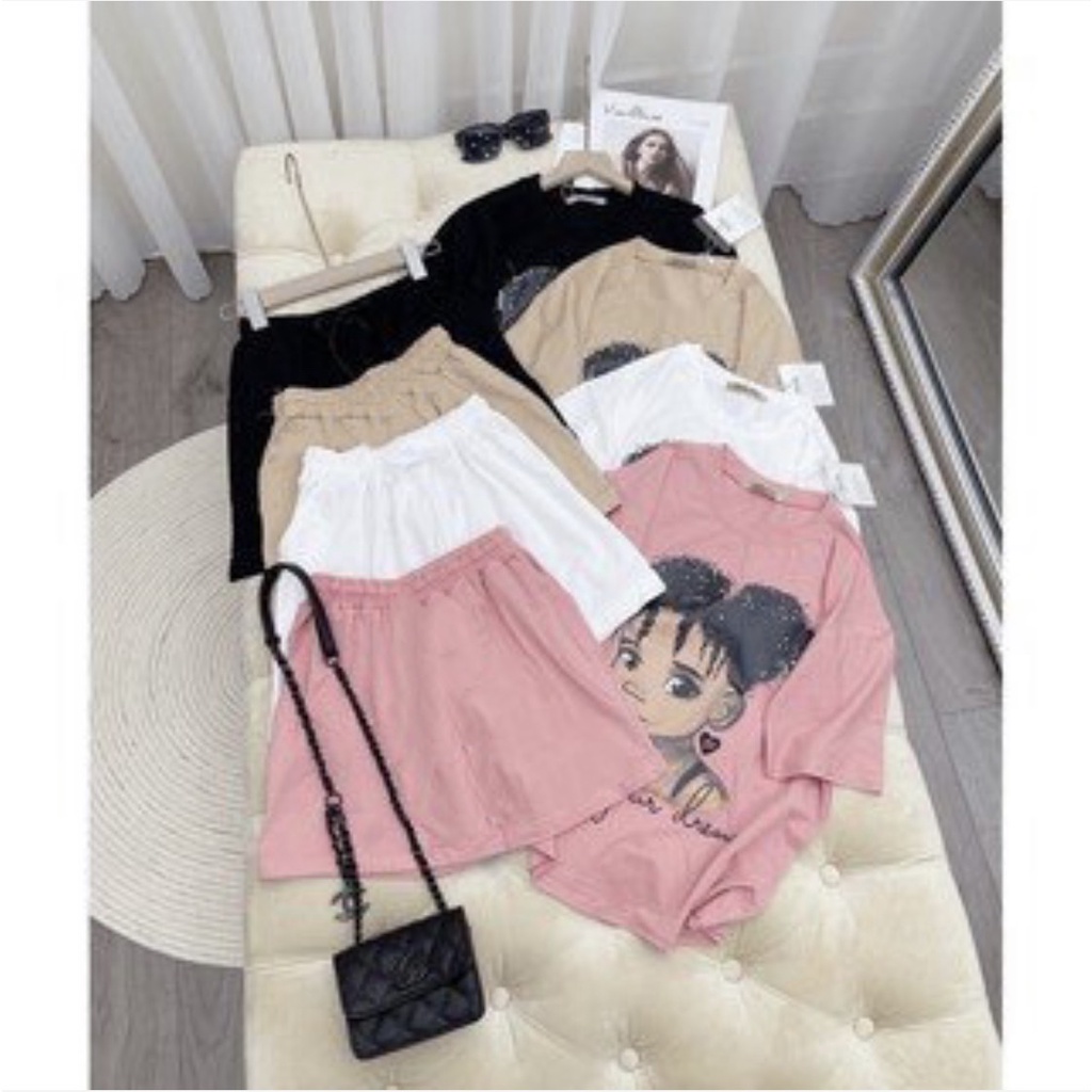 Set Bộ Cotton Đùi In Hình Cô Gái Nhí Nhảnh - SBN_112