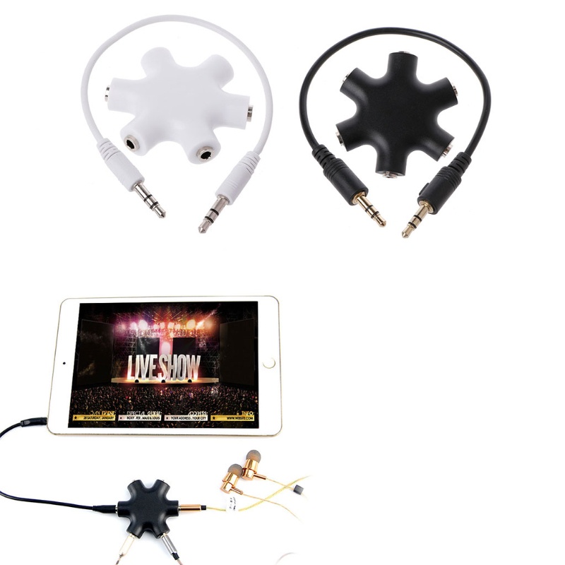 NERV 3.5mm Audio Splitter Hexagon 1 Male To 5 Female Headphone Earphone Share Distributor