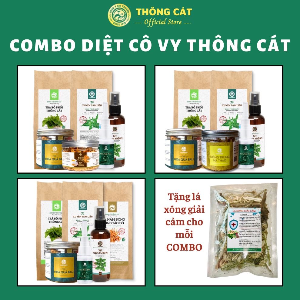 Combo tăng cường sức khỏe mùa dịch Thông Cát - Xuyên tâm liên, Đông trùng hạ thảo, tăng sức đề kháng, bồi bổ sức khỏe