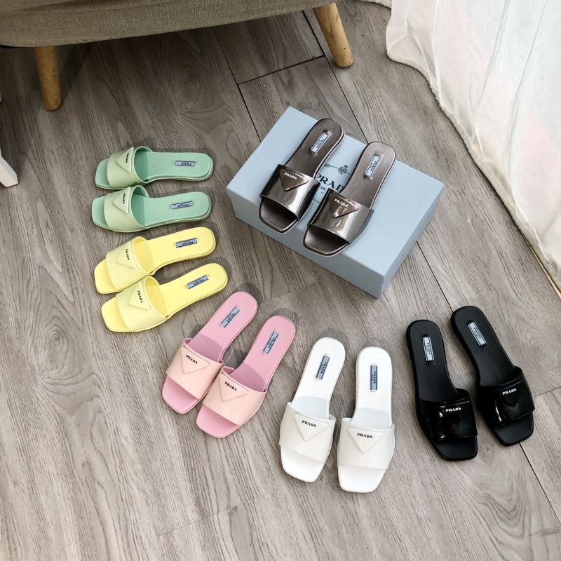 dép thời trang nữ mũi vuông quai ngang nhiều màu xinh Prada