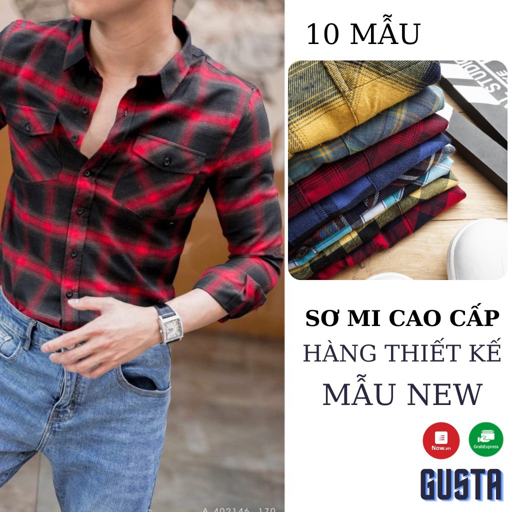 Áo Sơ Mi Flannel Nam Caro Kẻ Sọc Áo Khoác Sơmi Dài Tay Hàn Quốc Gusta From Ôm Hàng Hiệu-SMGS02 - Hàng mới về