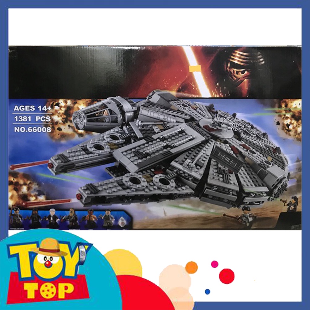 Đồ chơi lắp ráp ghép Star Wars tàu phi thuyền vũ trụ Millennium Falcon xếp hình No 61103 A19020 66008 mô phỏng 75105