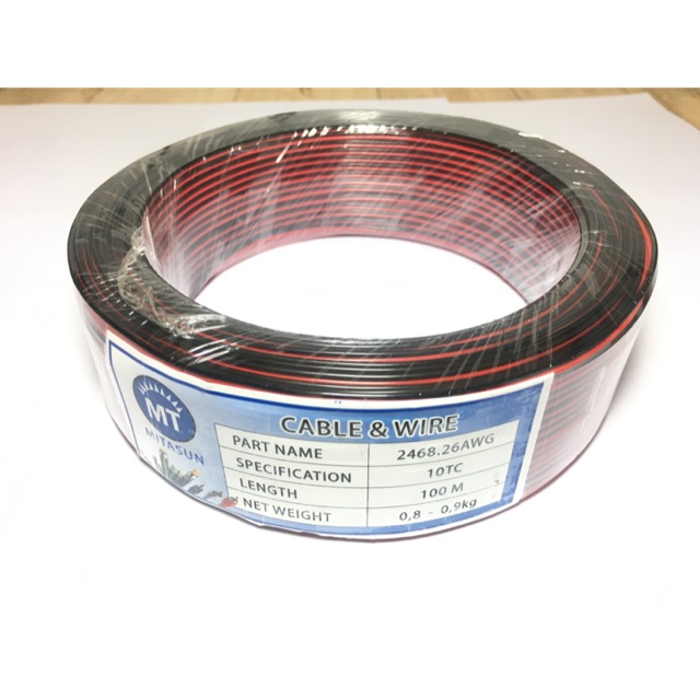 Dây điện đôi 26AWG( đen đỏ). Cuộn 100m.