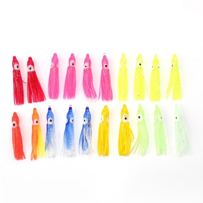 10 Types 20pcs New Useful Mixed Color Squid Skirt Bait Saltwater Soft Sea Fishing Lures