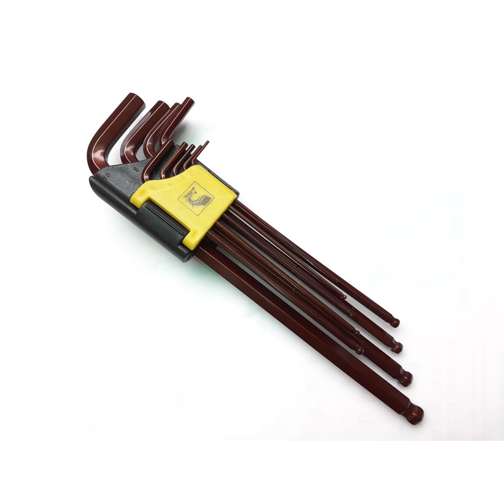 Bộ lục giác 9 cây có đầu bi, độ cứng HRC 50-55 hiệu LS+ cao cấp đa năng 1.5 - 10mm EXTRA LONG HEX KEY SET