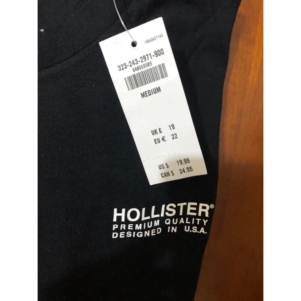 Áo thun Nam Size M màu đen Hollister