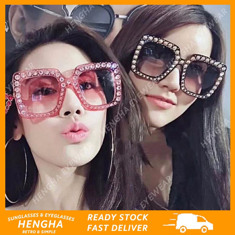 Kính mát gọng vuông bản to chống tia UV phong cách độc đáo thời trang cho nữ