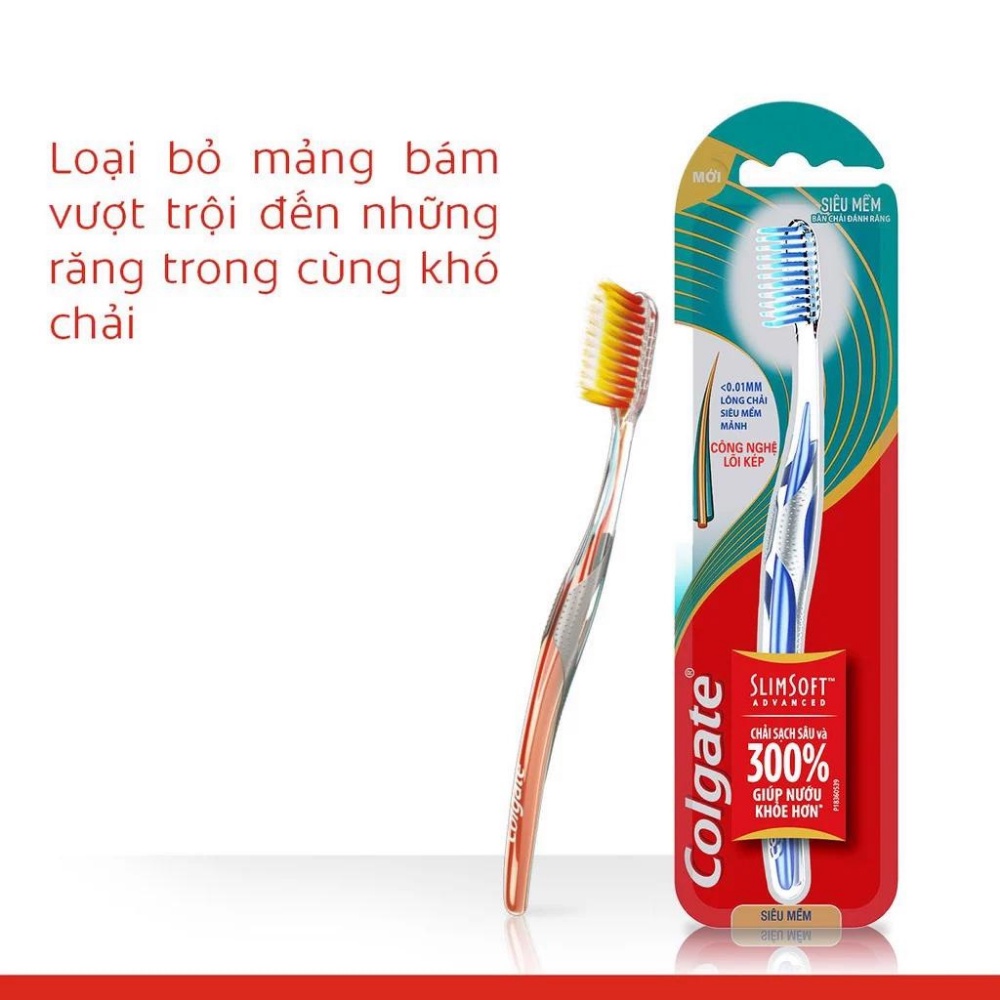 Bàn Chải Đánh Răng Colgate SlimSoft Advanced lõi kép siêu mềm mảnh chăm sóc nướu