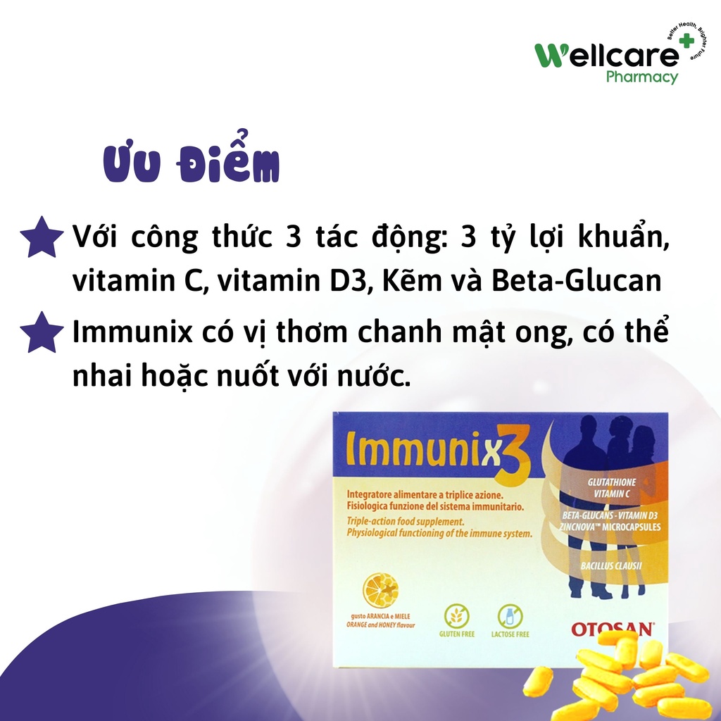 Viên nhai Immunix3  – Tăng cường hệ miễn dịch cho trẻ em và người lớn
