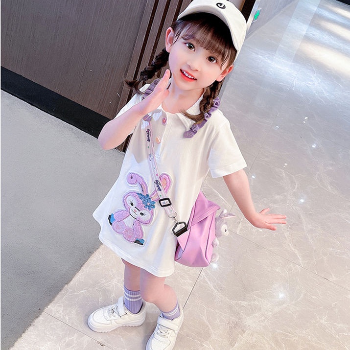 Đầm Polo In Họa Tiết Thỏ Hoạt Hình Dễ Thương Phong Cách Hàn Quốc Thời Trang Mùa Hè 2023 Cho Bé Gái