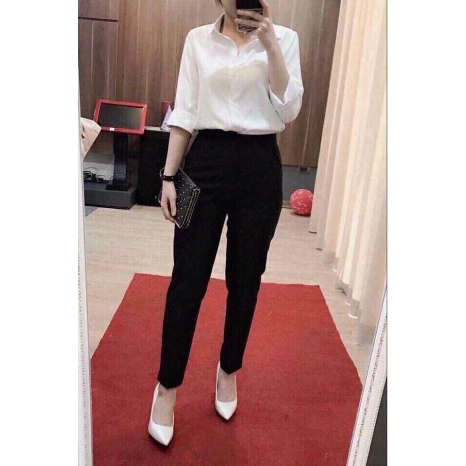 Quần tây ống túm vải tuyết mưa dày