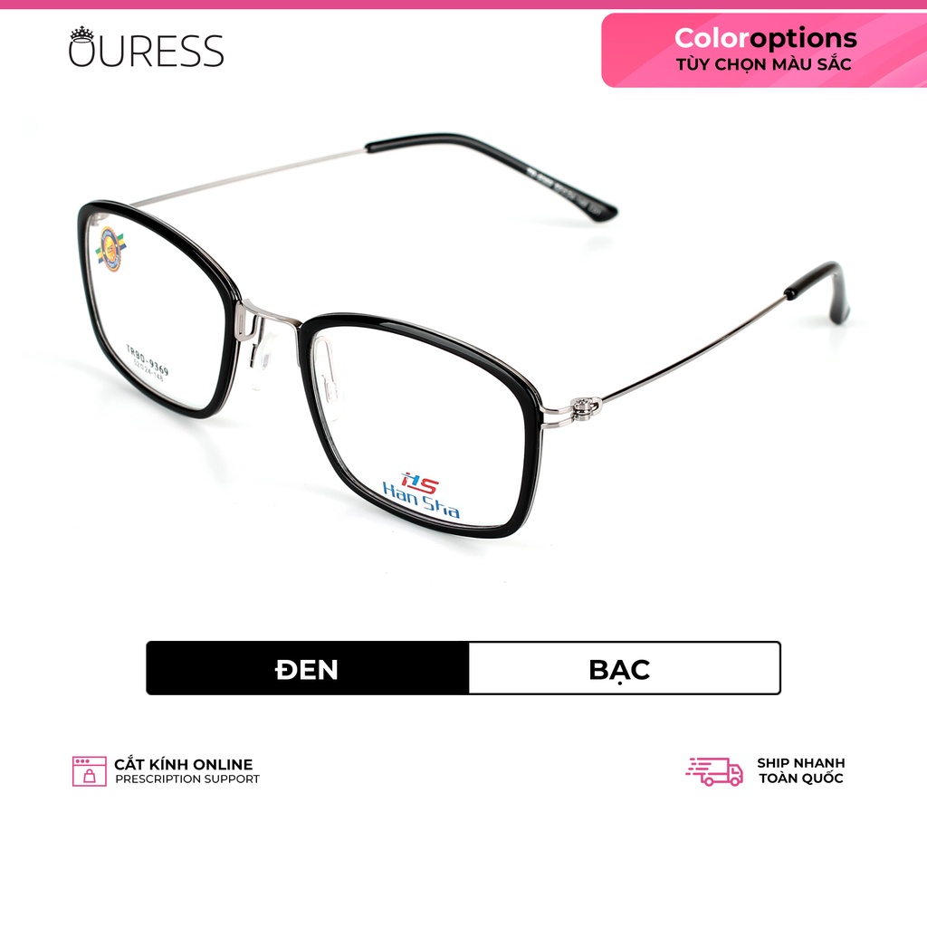 Gọng kính TR90 phối càng hợp kim cao cấp bền đẹp thời trang – hàng chính hãng Ouress 9369