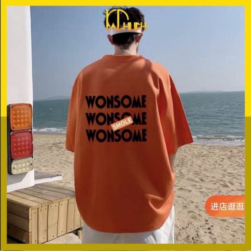 Áo thun tay lỡ nam nữ WONSOME, hàng cotton dày dặn bao đep