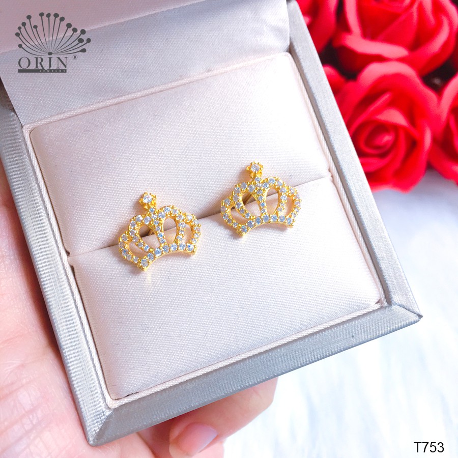 Bông tai, khuyên tai hình vương miện đính đá cao cấp Orin T753